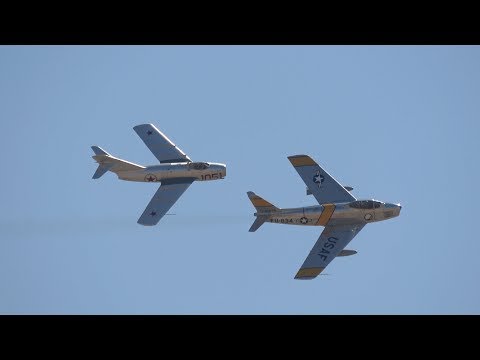 Mig-15 & F-86 Flybys .. California Capital Airshow 2017 (4K)