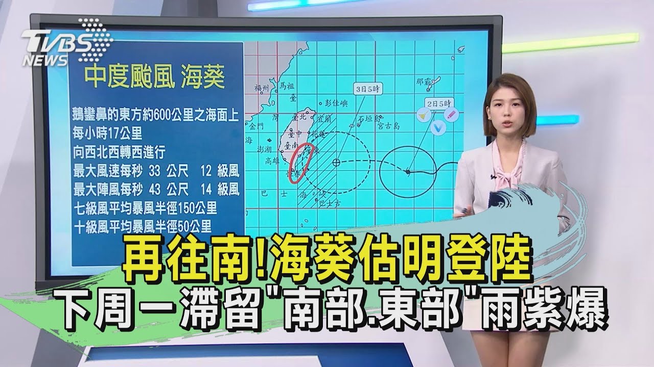 再往南！海葵估明登陸　下周一滯留「南部、東部」雨紫爆