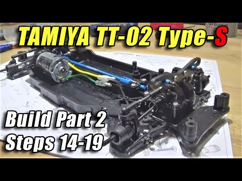 Tamiya TT02 Type-S Build Part 2 - Steps 14-19 + how to increase suspension travel