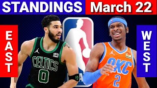 March 22 | NBA STANDINGS | WESTERN and EASTERN CONFERENCE