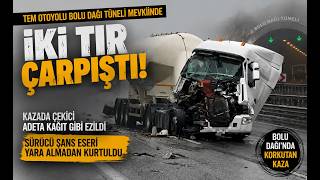 TEM Otoyolu'nda Feci Kaza Hurdaya Dönen Tırdan Burnu Bile Kanamadan Çıktı
