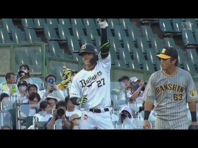 【ファーム】塁上でガッツポーズ!! バファローズ・元謙太 逆転のタイムリー2ベースヒット!! 2023年8月5日 オリックス・バファローズ 対 阪神タイガース