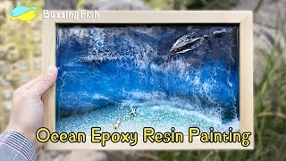 🌴 Ocean Epoxy Resin Painting - Step by Step Tutorial - Ocean, Beach & Shark | Resin Art 🌴