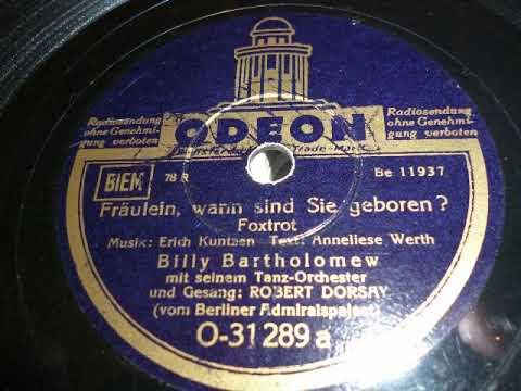 Robert Dorsay mit Billy Bartholomew Tanzorchester, 1938