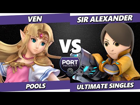 Port Priority 9 - ven (Zelda) Vs. Sir Alexander (Mii Gunner) Smash Ultimate - SSBU