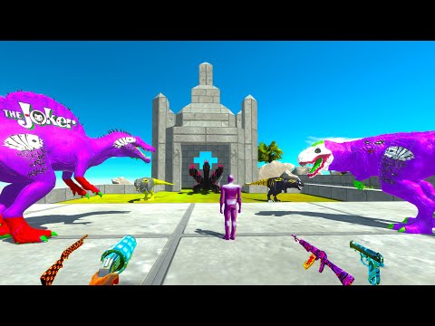 FPS AVATAR & JOKER T-REX + SPINO RESCUE MISSION DEATH RUN - Animal Revolt Battle Simulator