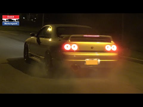 Nissan Skyline R33 w/ HKS Hi-Power Exhaust - Flybys & Raw Sounds at Night!