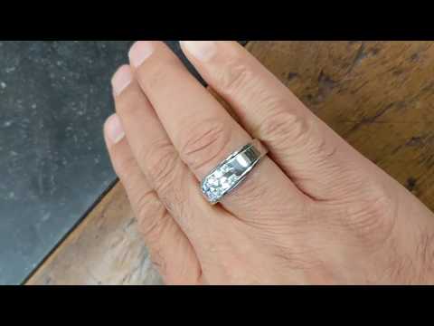 0.25 Ct. Double Row Ten Stone Channel Set Men's Wedding Band - TwoBirch TB-GR-0058-WG-E