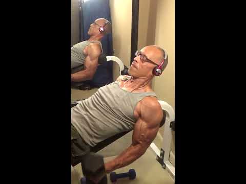 Conditioning Biceps Incline Curls 25 lb Dumbbells