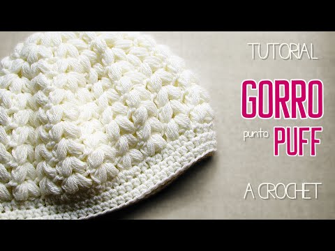 Gorro crochet punto puff en forma de espiga, paso a paso