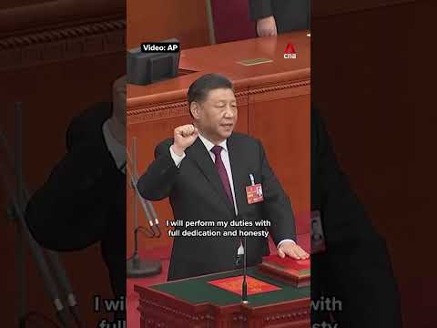 Xi Jinping presta juramento após ser declarado presidente da China para um terceiro mandato de cinco anos