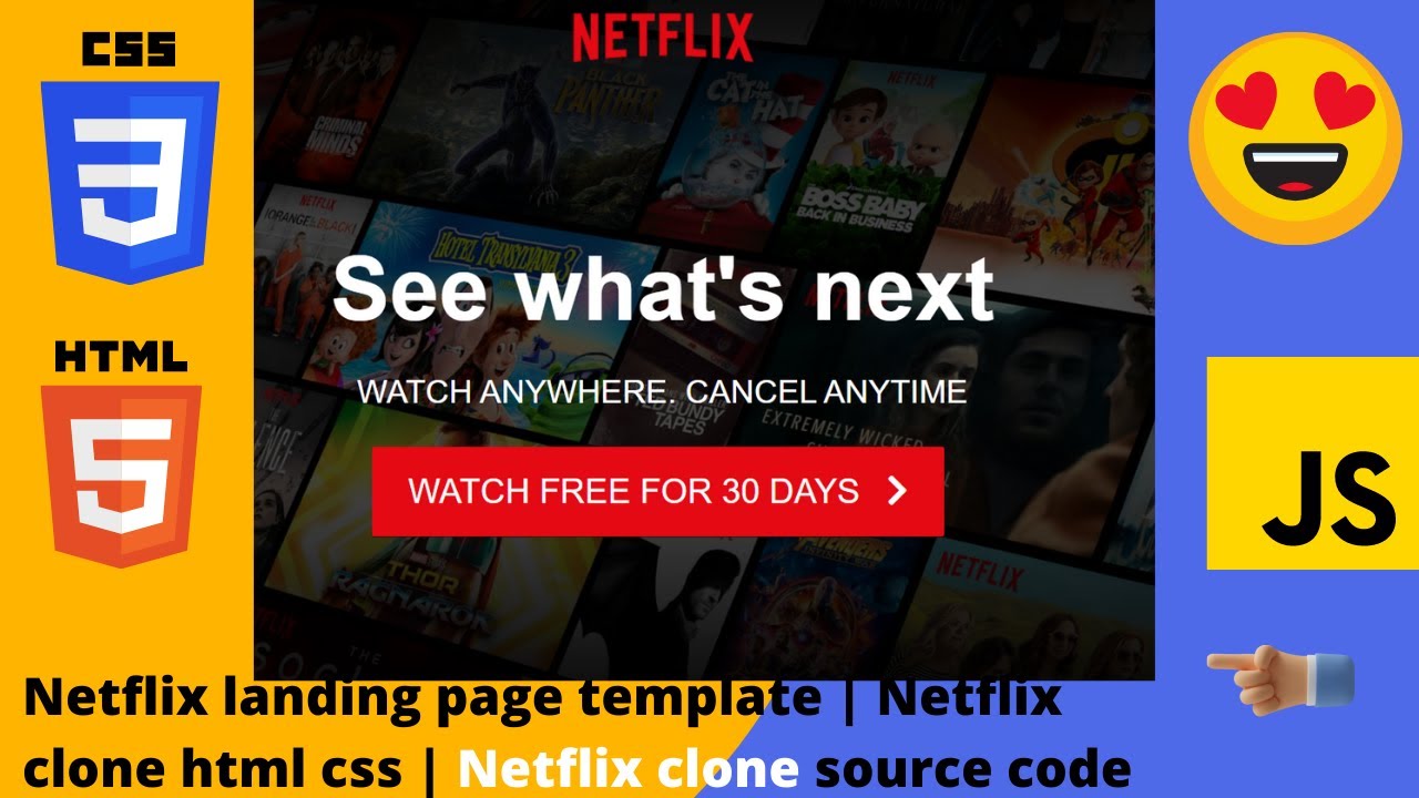 Netflix landing page template | Netflix clone html css | Netflix clone source code