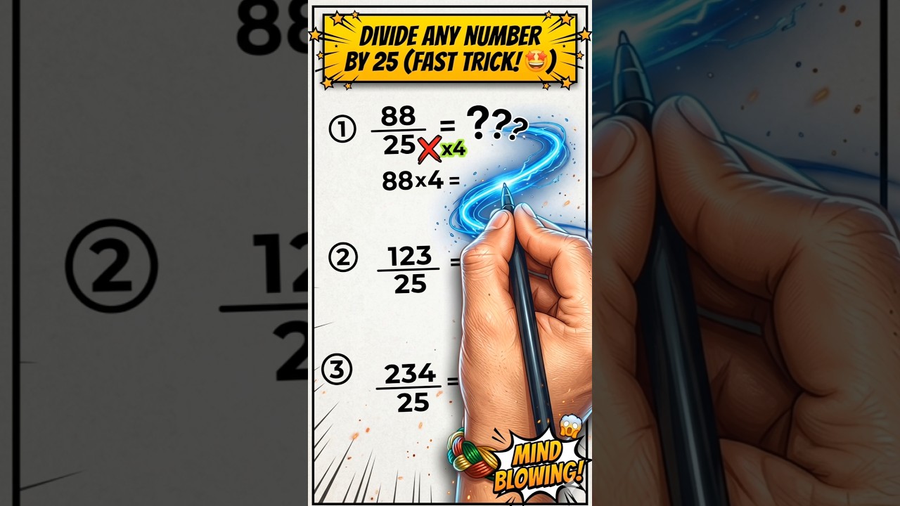 Divide any number by 25 in 3 second🤩#shorts #shortvideo #ssc #ssccgl #maths#mathstricks#rrb #sscexam