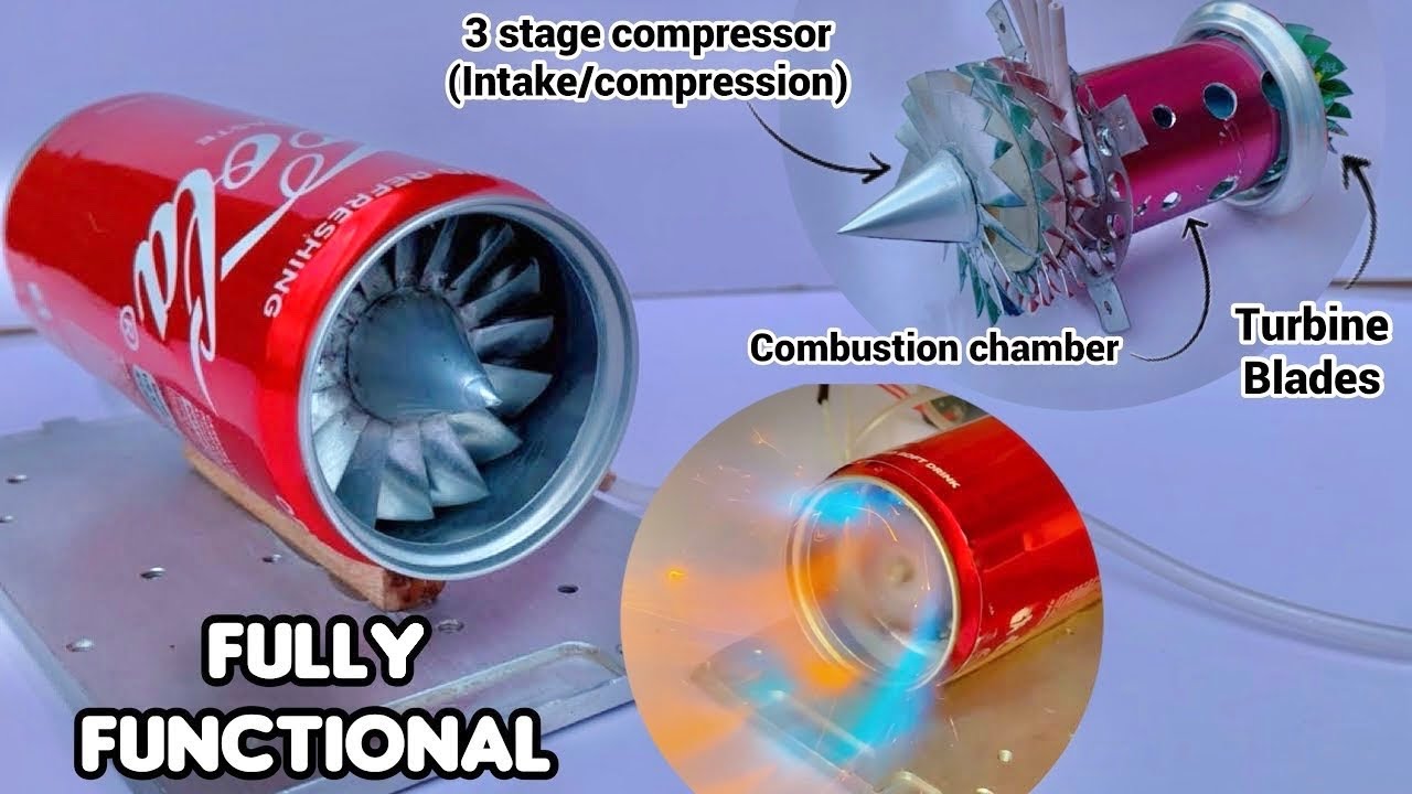 Making a Fully Functional Jet Engine using Soda can | diy Jet Engine
