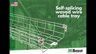 Self-splicing waved wire cable tray