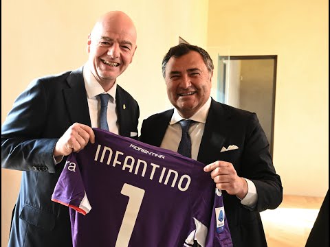 Presidente FIFA Gianni Infantino "Viola Park spettacolare" La visita con Vezzali e Casini