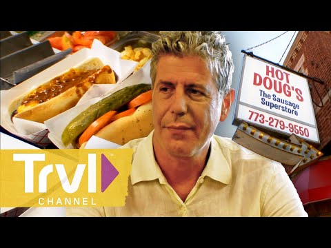 Chicago Deep Dish Pizza & Foie Gras Hot Dogs | Anthony Bourdain: No Reservations | Travel Channel
