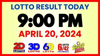 Lotto Result Today 9PM Draw April 20, 2024 | 2D, 3D Swertres, 6D, 6/42, 6/55, PCSO#lotto
