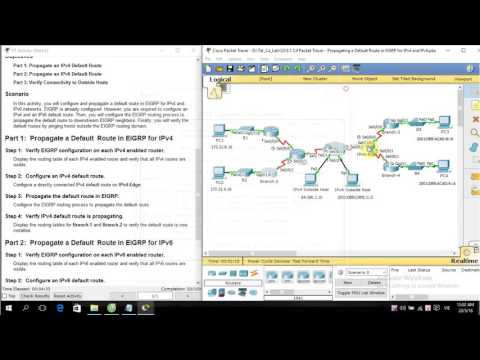 [CCNA S3] 8.1.3.4 Packet Tracer - Propagating a Default Route in EIGRP for IPv4 and IPv6