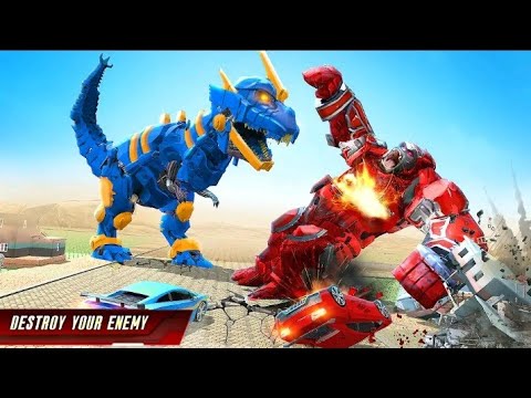 Robot machine dinosaur cartoon,Become Dino robot transforming and fight with gorilla robot-Temu Game