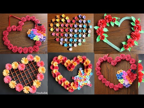 5 Beautiful Paper Flower Wall Hanging- Easy Wall Decoration Ideas - Paper craft - DIY Wall Decor