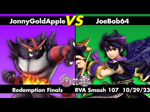 RVA Smash 107 Redemption Finals: JonnyGoldApple (Incineroar) vs JoeBob64 (Dark Pit/Wolf/Pit) | SSBU