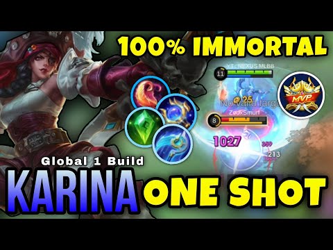 INCREDIBLE ONE SHOT BUILD !! Karina Best Op Build and Emlem - Karina Global 1 Build Gameplay ~ MLBB