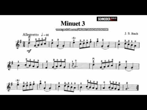15   MINUET 3, J  S  BACH   Suzuki Book 1   Violin Sheet Music   Partitura para Violino
