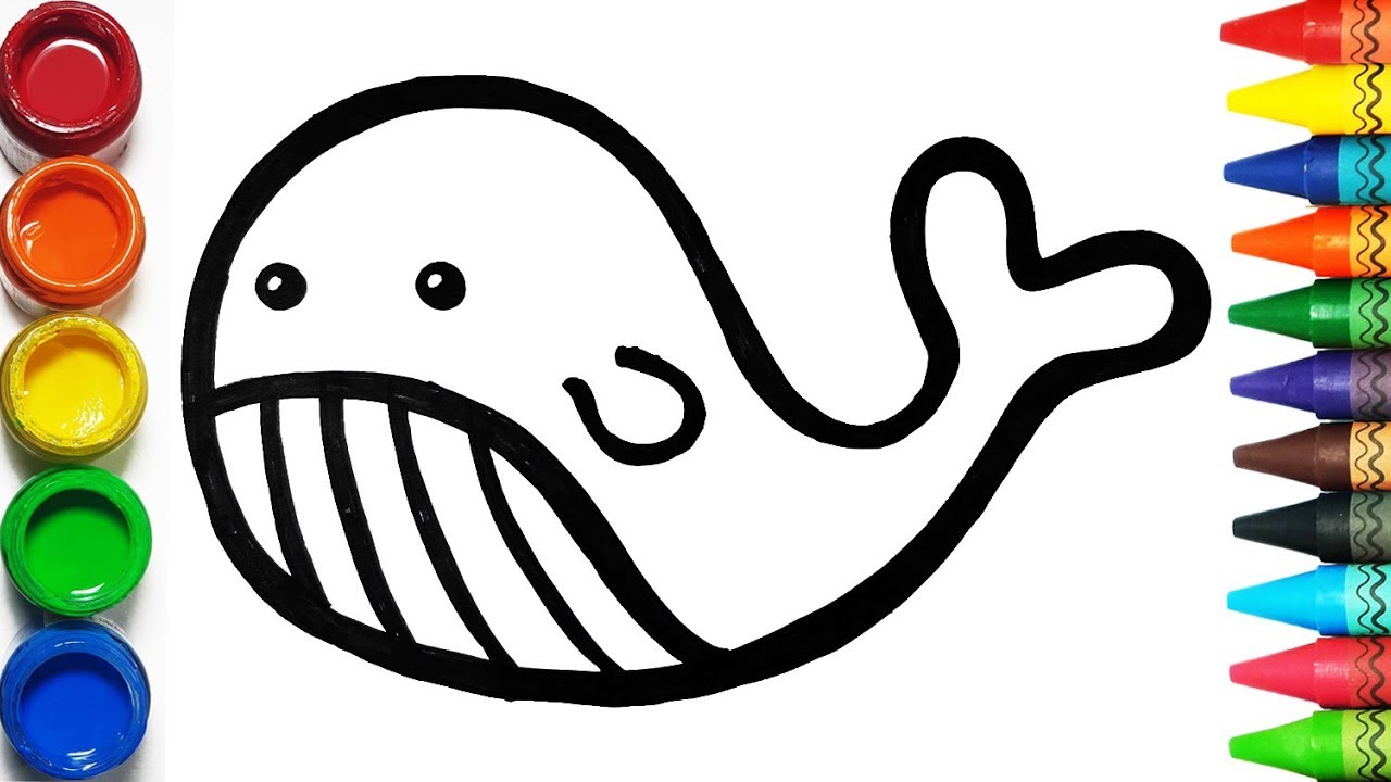 How to Draw | Whale coloring pages Learn Colors for kids  |  Nava Kids
