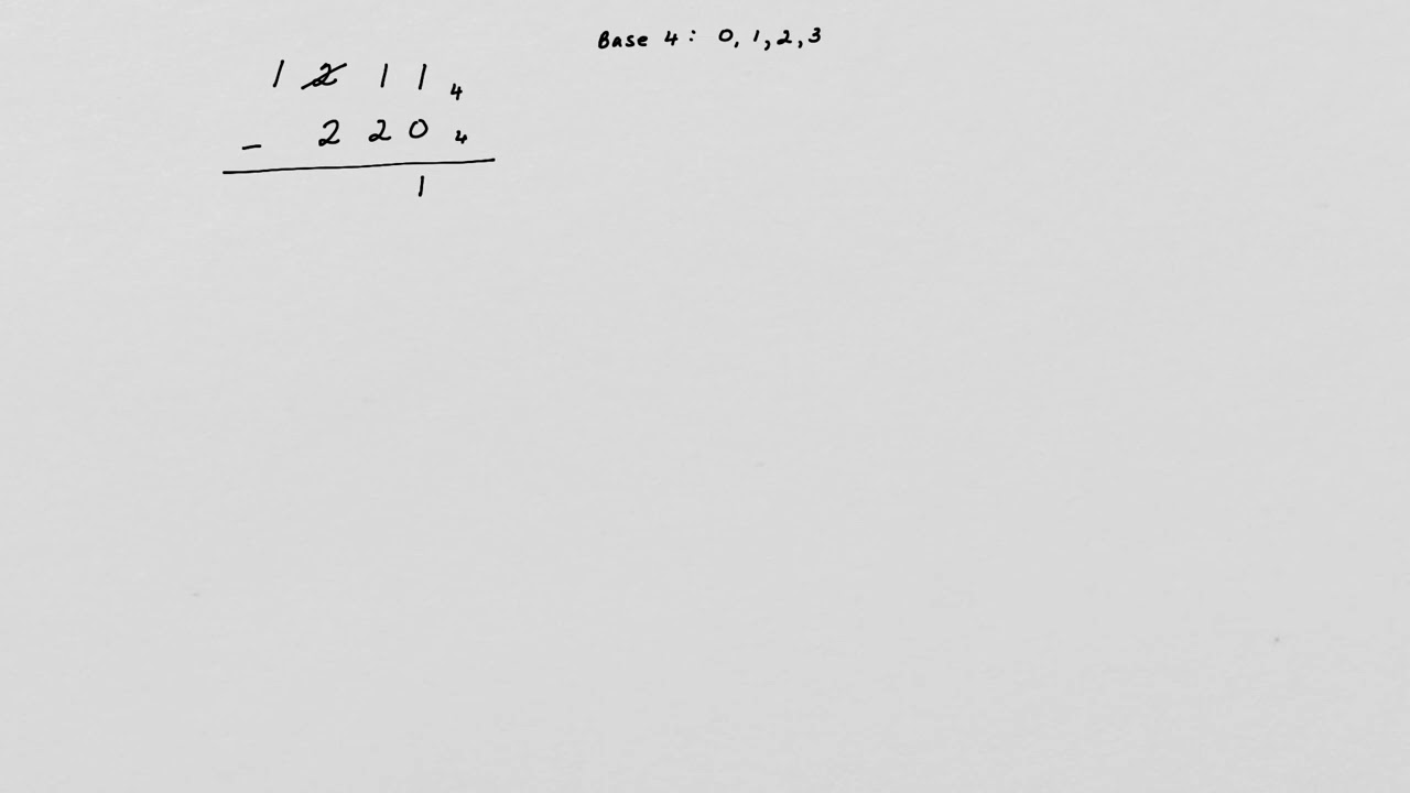 Subtraction in base 4