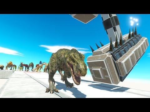 HAMMER HITTING RACE CHALLENGE WITH ALL DINOSAURS - Animal Revolt Battle Simulator