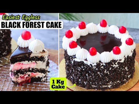 Easiest Bakery Style Eggless Black Forest Cake Recipe I 1 Kg Black Forest Cake I Birthday Cake