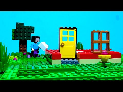 Лего Майнкрафт: Стив строит Дом для защиты от ЗОМБИ
