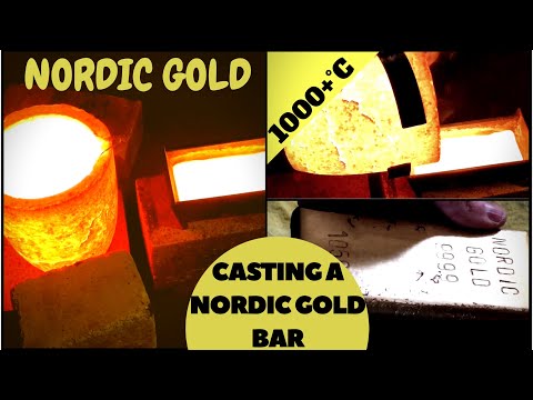CASTING A SOLID NORDIC GOLD BAR -  nordic gold bullion bar casting at home