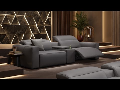 Lenola Stoff Kinosofa Kollektion mit Mittelkonsole und Stauraum | Sofanella