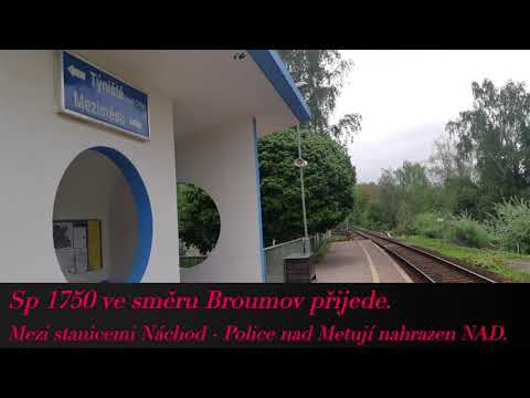 HaVIS Náchod zast., Sp 1750 ve směru Broumov přijede. Náchod - Police nad Metují NAD.