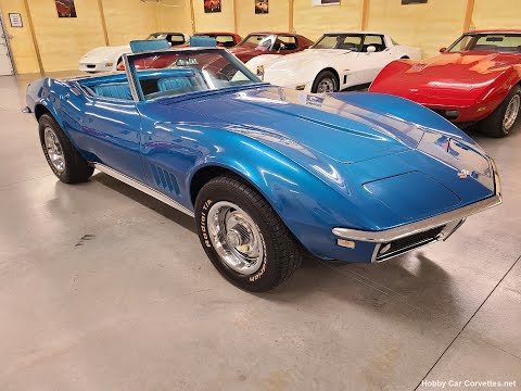 1968 Lemans Blue Corvette Convertible 4spd 350Hp For Sale Video