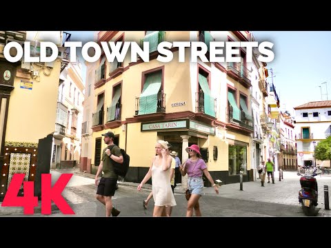 SEVILLE SPAIN 🇪🇸 SUMMER CITY WALK 🚶‍♀️SEVILLA 4K WALKING TOUR - OLD TOWN STREET