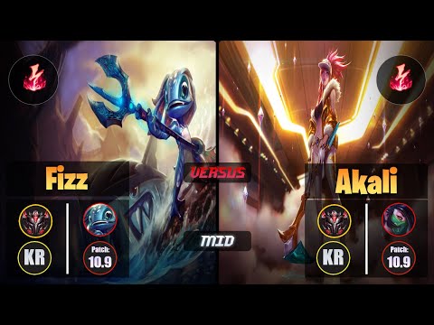 GrandMaster FIZZ [Electrocute] (Mid) VS  AKALI - Grandmaster KR Patch 10.9