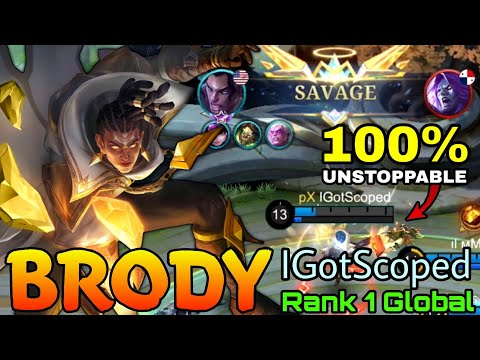 Perfect SAVAGE!! Brody Unstoppable Mode! - Top 1 Global Brody by IGotScoped - Mobile Legends