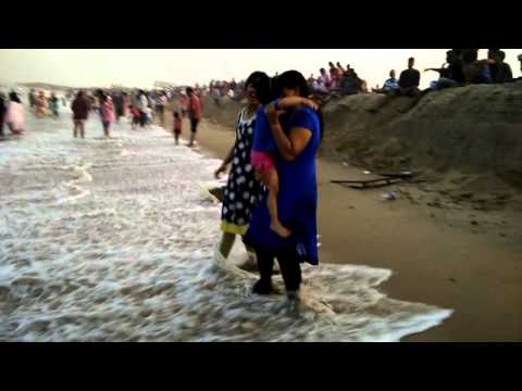 Manvi first beach experience