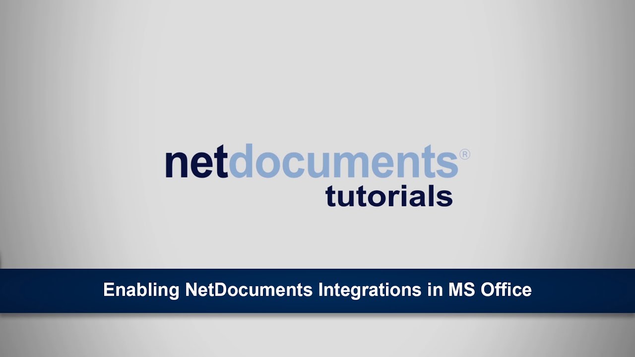 Enabling NetDocuments Integrations in Office