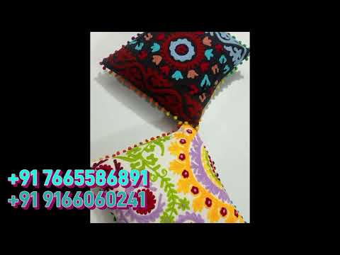 100% can multicolor suzani pillow cover, size: 12 x 24, size...