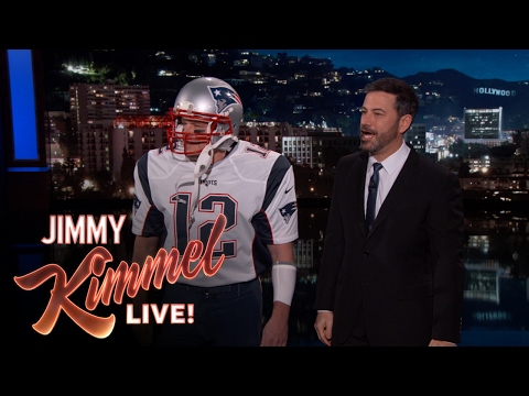 , title : 'Super Bowl MVP Tom Brady Makes Surprise Appearance on Kimmel'
