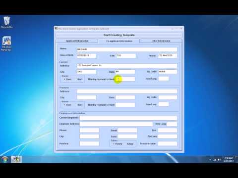 MS Word Rental Application Template Software
