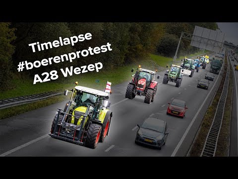 Timelapse eerste trekkers #boerenprotest A28 Wezep met filegolven - ©StefanVerkerk.nl