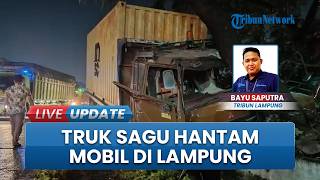 Diduga Alami Rem Blong, Truk Bermuatan Sagu Seruduk 4 Mobil di Jalan Soekarno-Hatta Bandar Lampung