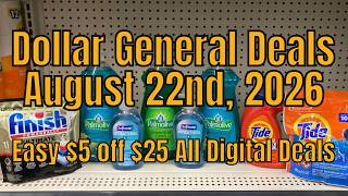 8/22/26 - Dollar General $5 off $25 Couponing Deals For Saturday