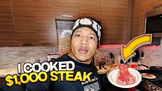 COOKING A $1,000 STEAK AT HOME **DROPPED IT ON THE FLOOR 😭**