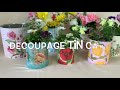 Decoupage floral TIN CANS | use paper napkins & paint | easy! fun! | great handmade gift ❤️